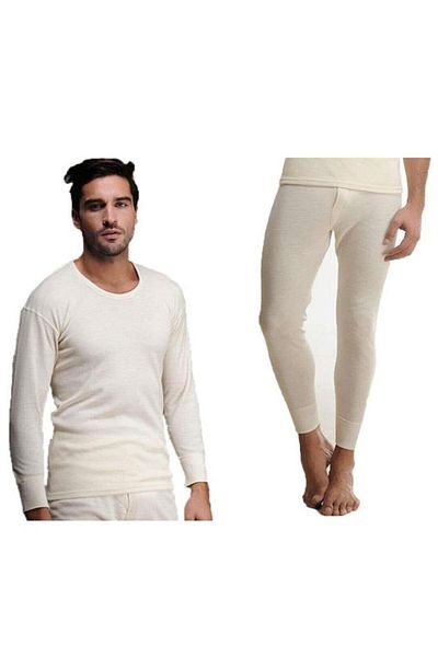 Hasyün Ανδρικό μάλλινο μακρυμάνικο εσώρουχο Long Johns Σετ εσωρούχων 102 - 101- 1 Σετ