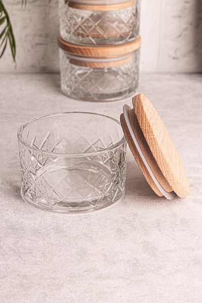 Snippy Milla Soft 3-Piece Glass Breakfast Vacuumed Glass Snack Bowl with Lid - 235 ml