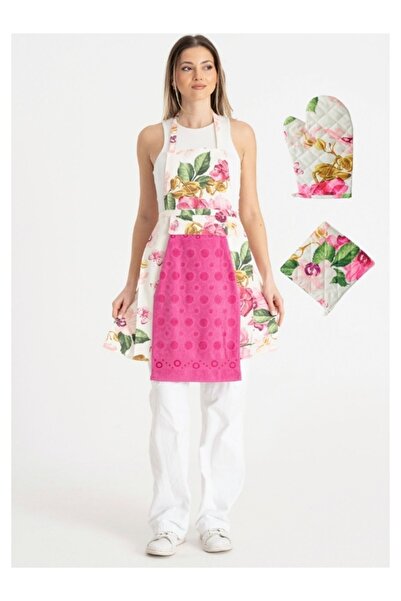 Enoteks Havlulu Mutfak Önlüğü Fırın Eldiveni Ve Tutacak Fuşya