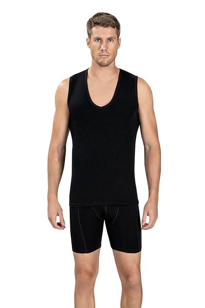 Jiber Men's Deep V-Neck Zero Sleeve Lycra Undershirt Undershirt 117 - 6 Pieces