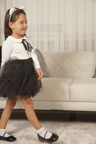 neocotton Girl - Baby Collar and Long Sleeve Lined Tulle Dress