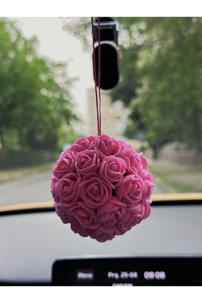 Plantarrium Design Car Rearview Mirror Accessory Rose Ball/Pink