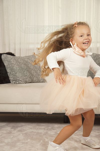 neocotton Girl - Baby Collar and Long Sleeve Lined Tulle Dress