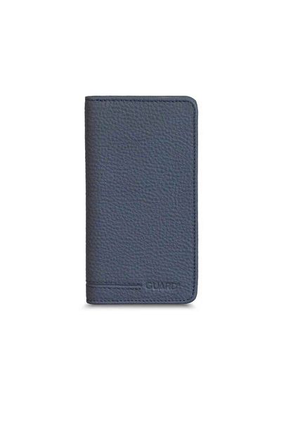 GUARD Navy Blue Leather Portfolio Wallet with Phone Port