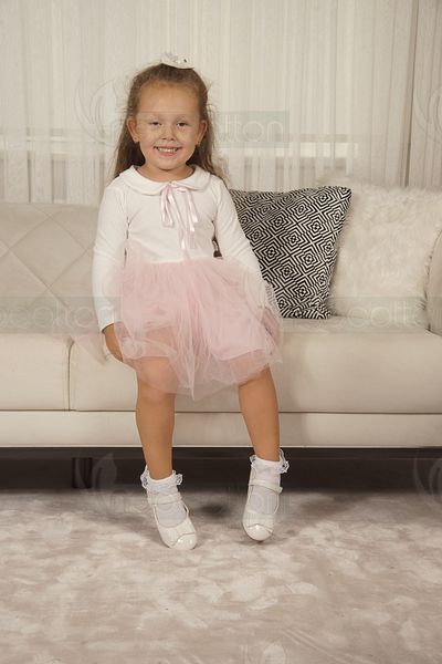 neocotton Fată - Rochie din tul căptușită cu guler și mânecă lungă pentru bebeluși