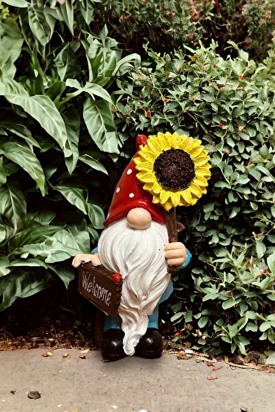 libre design Dekoratif 30cm Bahçe Cücesi Welcome Yazılı Ev Bahçe Balkon Dekor...