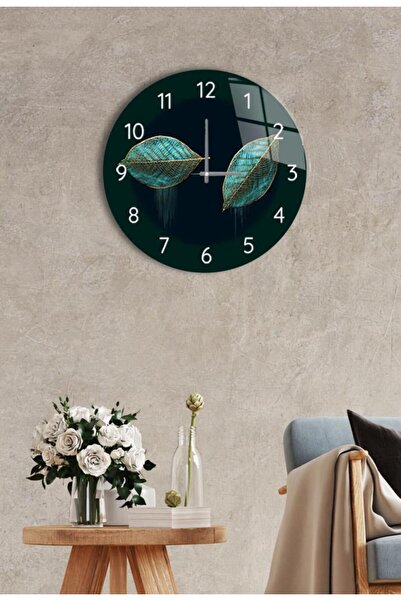 Saban Çap 37 Cm Iki Yaprak Dekoratif Cam Saat