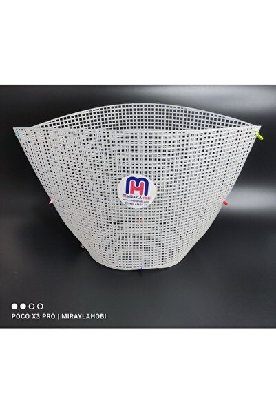 miraylahobi حقيبة قماش بلاستيكية 3 قطع باللون الأبيض