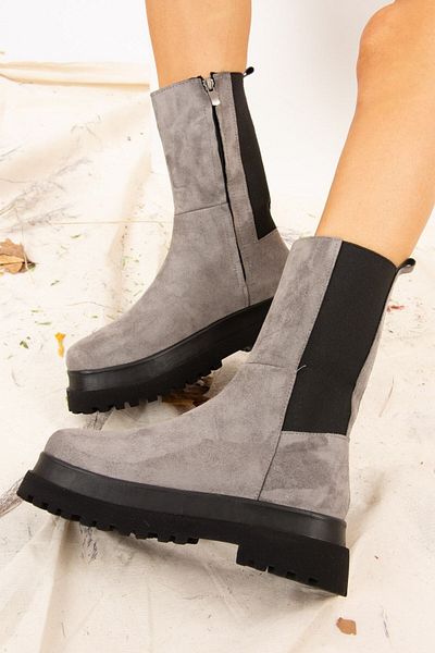 Fox Shoes Dámské šedé semišové boty J267063102