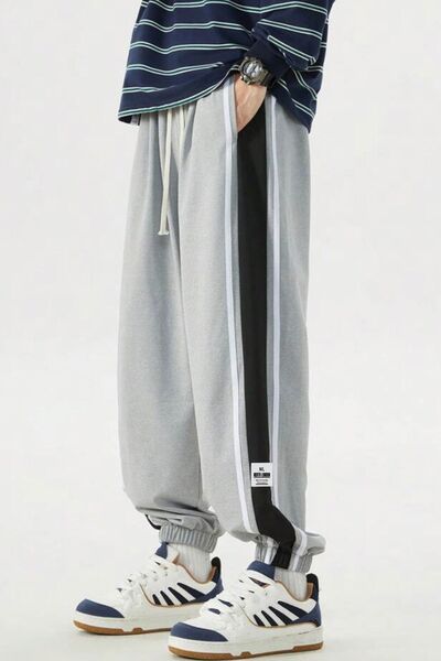 North London Ανδρικό ανδρικό παντελόνι με δύο κλωστές με λεπτομέρεια γκρι