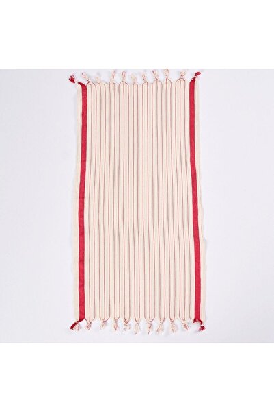 Seniha by Defne بيشتيمال قطن 100% مخطط باللون الأحمر - منشفة الشاطئ والحمام