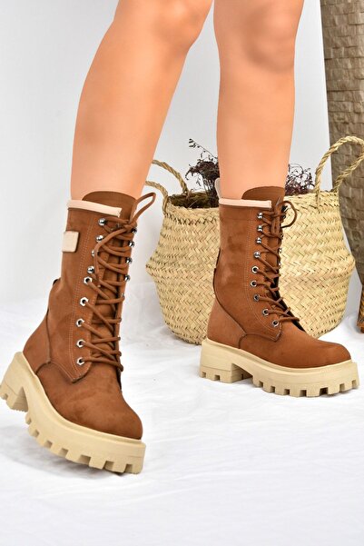 Fox Shoes Taba Kalın Taban Bağcıklı Kadın Postal Bot L973916002