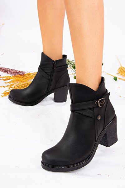 Fox Shoes Siyah Suni Deri Kadın Bot A674150709