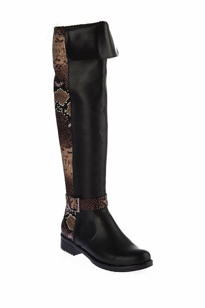 Fox Schwarze Nerzschlangen-Damenstiefel E726561809