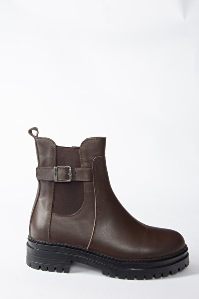 Fox Shoes Kahverengi Hakiki Deri Günlük Kadın Bot N555257203