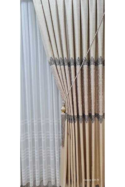 ISSA PERDE Issa Pano Fon Perde Sütlü Kahve Krem ((tek Kanat))(sık Pile)((en 1...