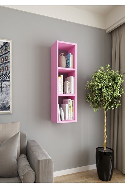 Dekormer Design Duvar Rafı Tek Kitaplık 90 Cm Mobilya Pembe