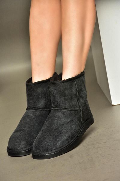 Fox Shoes R612026502 Schwarze Wildlederstiefel für Damen mit Federn innen