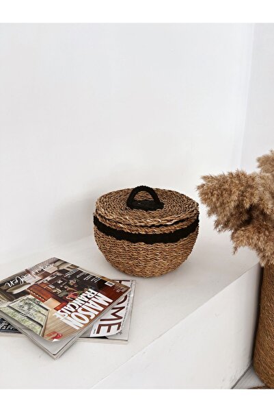 KaiHome سلة غطاء من الخوص الأسود ومنظم الحمام