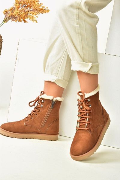 Fox Shoes Γυναικείες μπότες Tan Suede Fur Lined Γυναικείες Μπότες N404003002