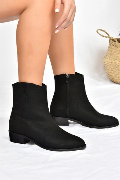 Fox Shoes Μαύρα χαμηλοτάκουνα καθημερινά γυναικεία μποτάκια L252681202