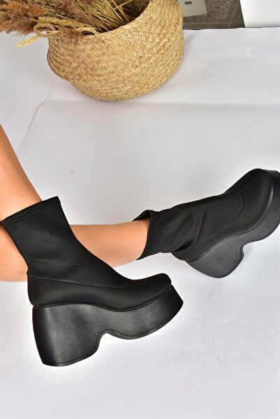 Fox Shoes Γυναικείες μπότες ημερήσιες μαύρες υφασμάτινες σόλα με επένδυση N973333304