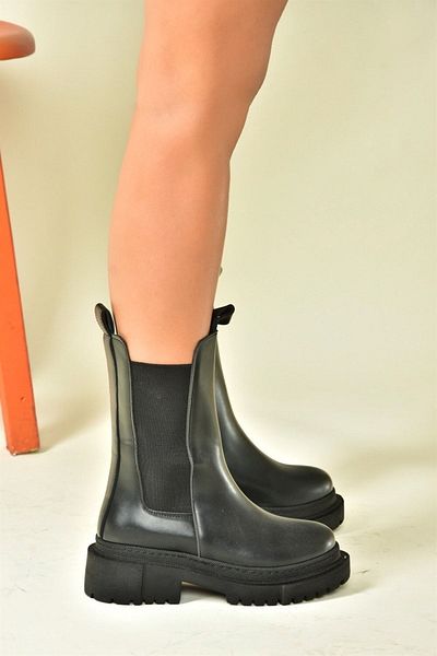 Fox Shoes Schwarze Daily-Damenstiefel mit dicker Sohle N280349009