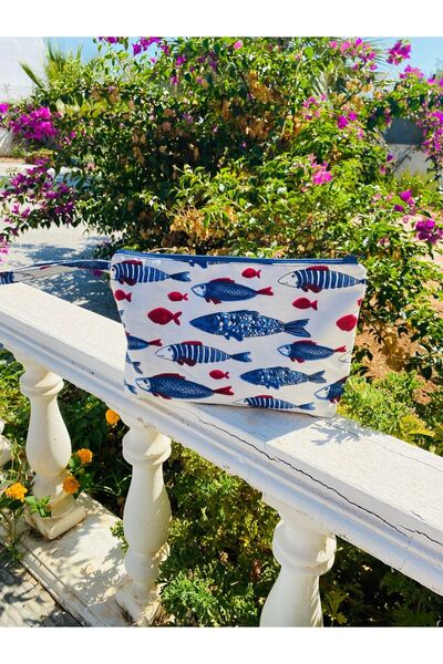 Handream Balık Desenli Makyaj/el/hediyelik/çok Amaçlı /clutch Çanta (FERMUAR ...