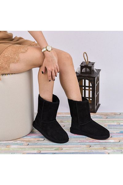 Moosefield Women's Genuine Leather Black Boots