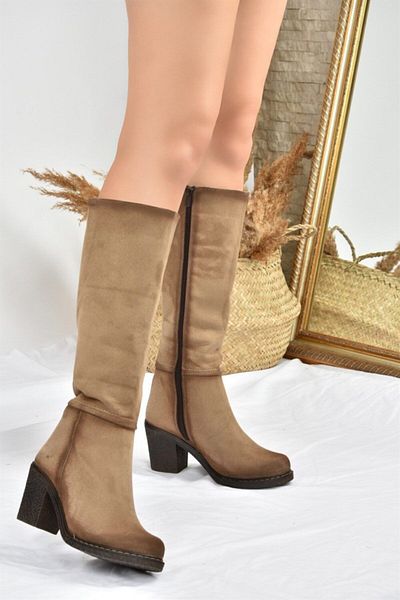Fox Shoes Γυναικείες καθημερινές μπότες με χοντρό τακούνι Mink - C 674250302