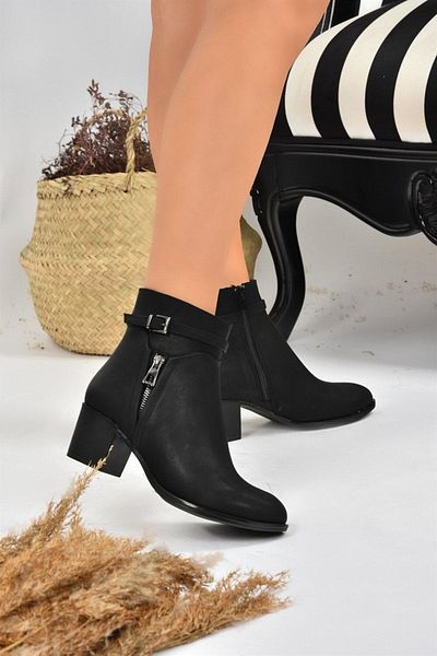 Fox Shoes Μαύρα γυναικεία μποτάκια με χοντρό τακούνι L674155209