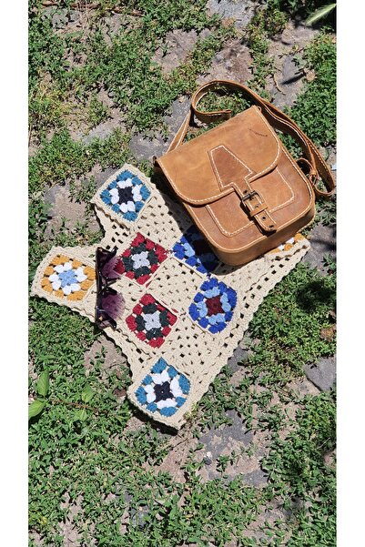 semiramis Hades Model Hakiki Deri El Yapımı Taba Tek Körüklü Askılı Vintage P...