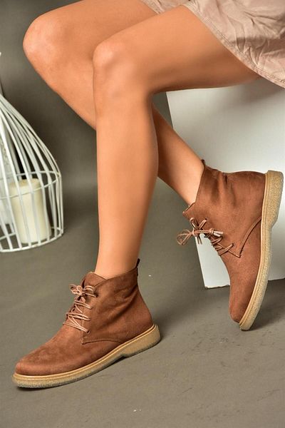 Fox Shoes R374923202 Hnědé semišové klasické dámské boty s nízkou podrážkou