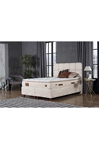 Tutku Yatak Begonya Dinamik Yay Sistemli Krem Yatak+Baza+Başlık Seti