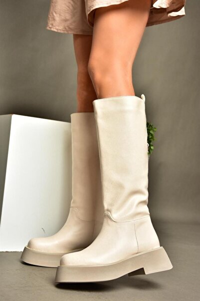 Fox Shoes R610067009 Béžové boty s tlustou podrážkou