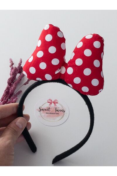 Sweet twins accessories Minnie Fiyonk Taç Kırmızı Beyaz Hediye Çocuk Tacı
