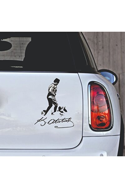 Kurt Reklam Dünyası Kocatepe ve imza Mustafa Kemal Atatürk Oto Sticker Siyah ...