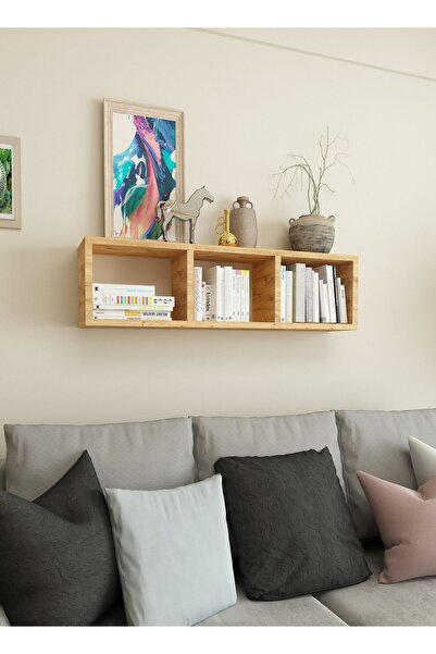 Dekormer Design Kitaplık Hediye Duvar Rafı Mobilya 90 Cm Atlantik Çam
