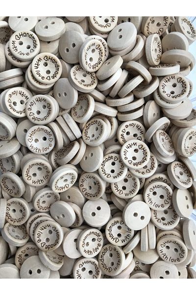 Trendhobievim Wooden Hand Made Button 15 Millim (50 PCS)