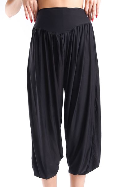 Moda Değirmeni Pantaloni Shalwar negri, largi, pentru femei - BG1191-323-0001