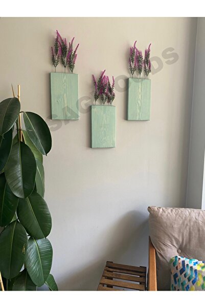 MSAĞWOODS 3'LÜ AHŞAP ÇİÇEKLİK YAPAY ÇİÇEK MUTFAK BANYO KIŞ BAHÇESİ BALKON EV ...