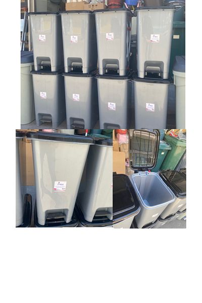 FİGANLAR 2 Pcs Plastic 40 Lt Pedal Trash Can Single Bucket Black Lid
