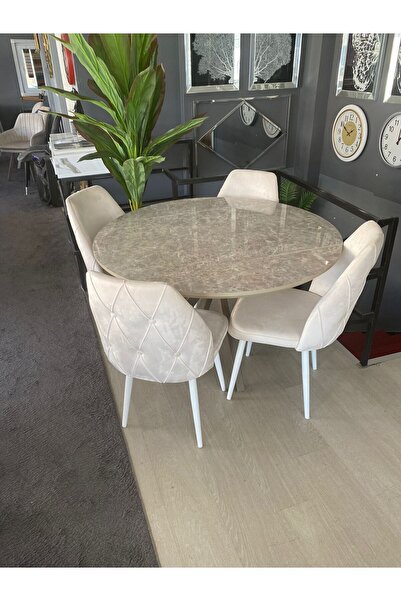 voguetasarım 120 CM YUVARLAK AÇILIR KAPANIR MUTFAK MASA