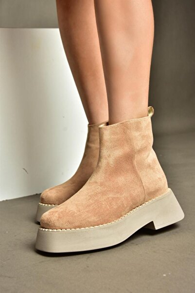 Fox Shoes Ten Süet Kalın Tabanlı Kadın Bot