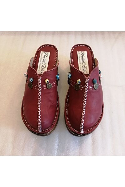 Butik Tülin Kadın otantik el yapımı hakiki dana derisi kırışık yakma bordo na...