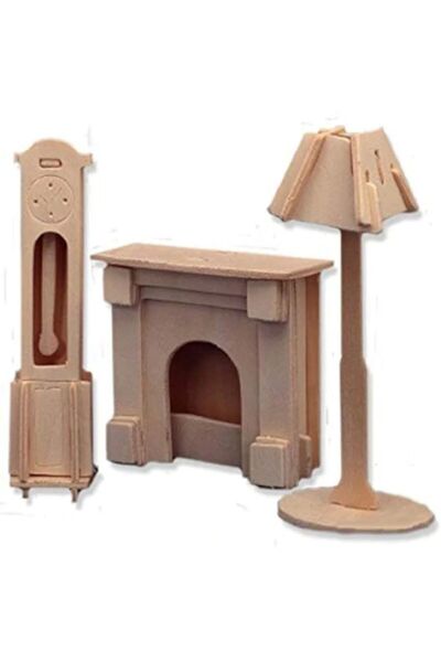 Genel Markalar Ahşap Maket Saat , Lamba Ve Şömine Eğitici Ahşap Maket