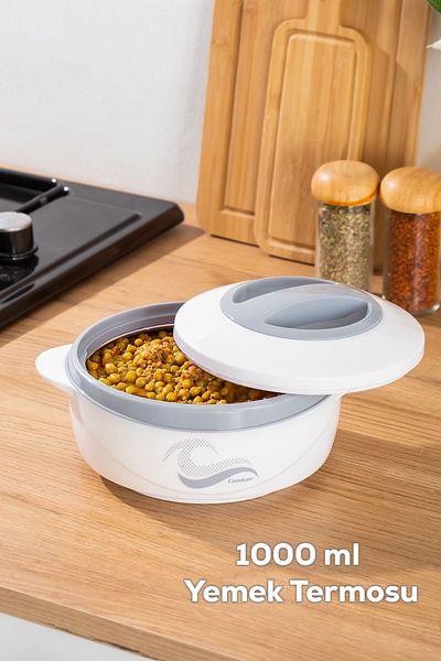 Porsima 3149 1000ml Food Thermos - Stainless Steel, Leak Proof Lockable Lid