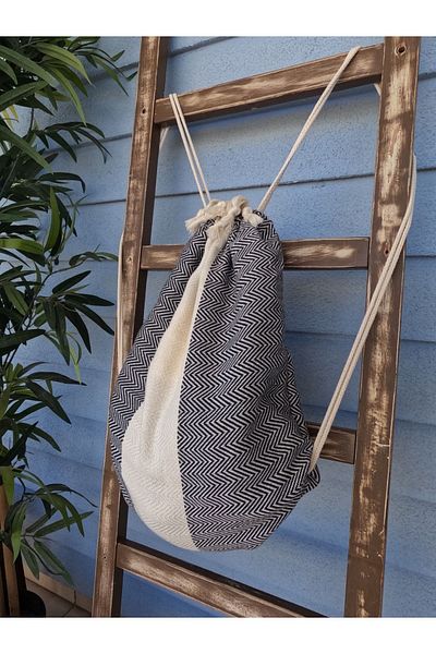 Combattente Pestemal Towel Bag 2 in 1, Practical Bath Spa Beach Towel with Backpack Function 100% Cotton