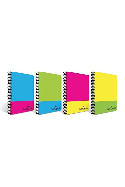 Faber Castell Pp Cover Neon 120 Sheets A4 Square Notebook Set of 4