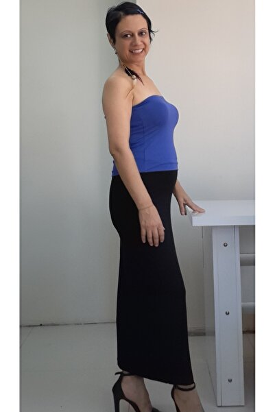 Mertcan Butik Fusta creion din viscoză neagră de vară - cu talie elastică